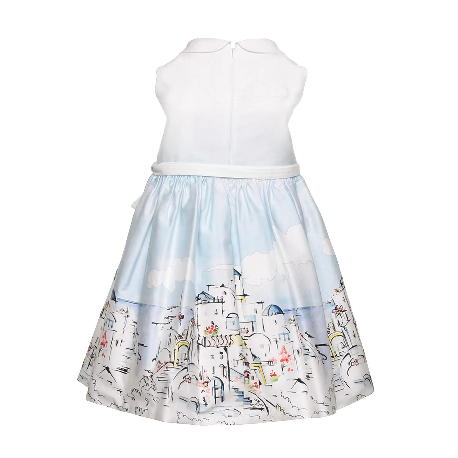 Abito Bambina Bianco E Celeste