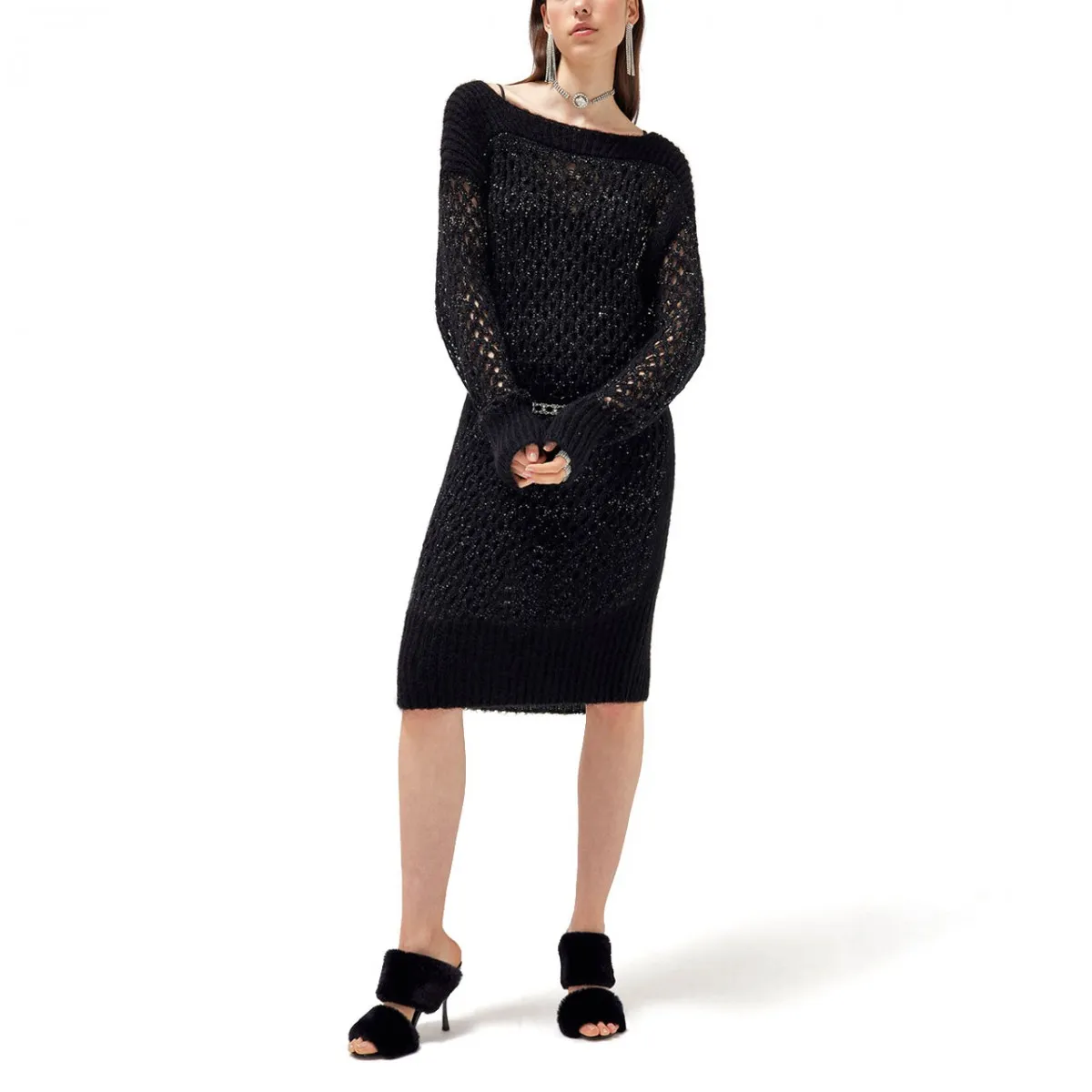 Abito In Maglia Misto Mohair Con Top