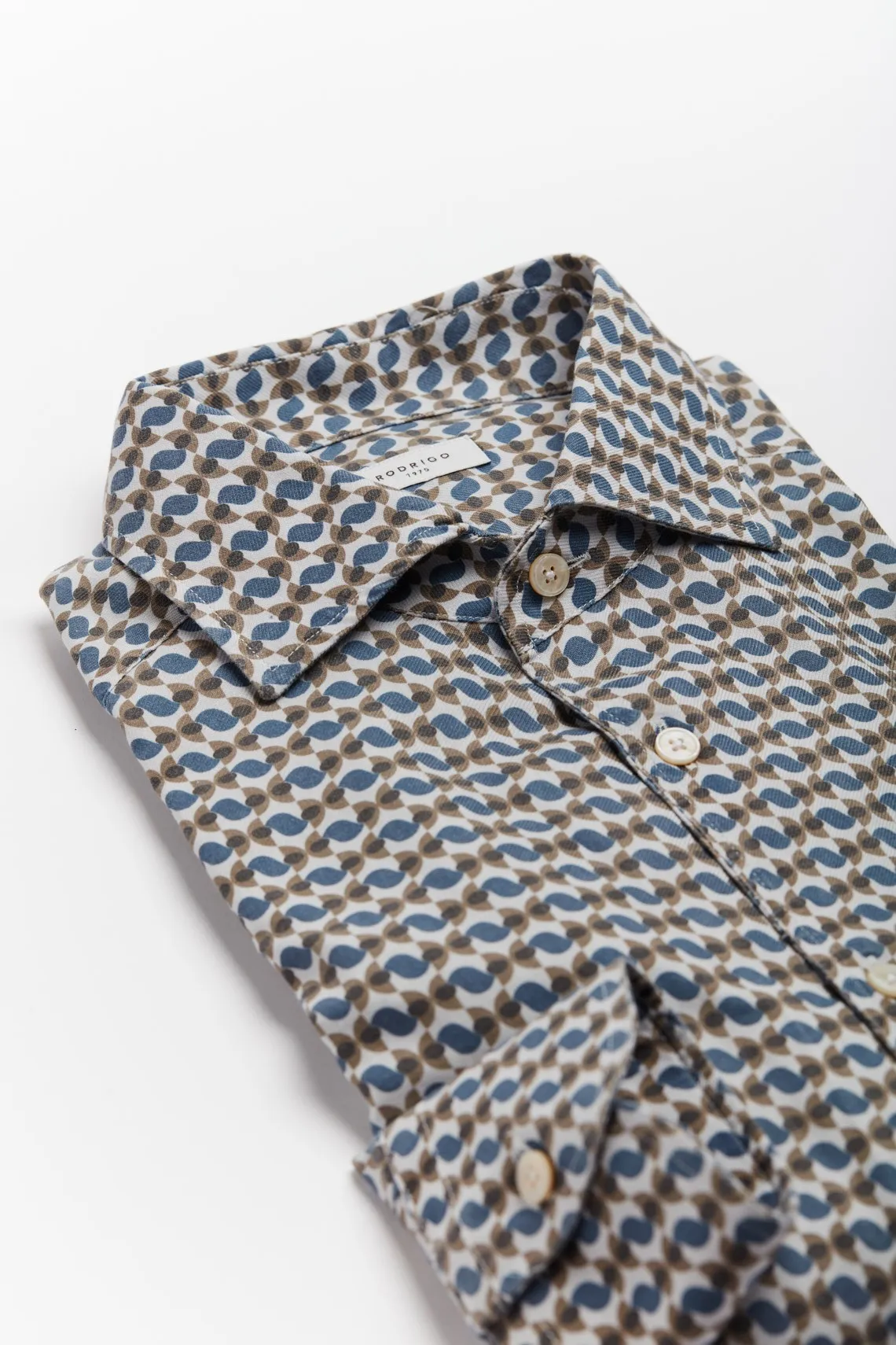 CAMICIA COLLO PARAMONTURATO FANTASIA BEIGE  CELESTE