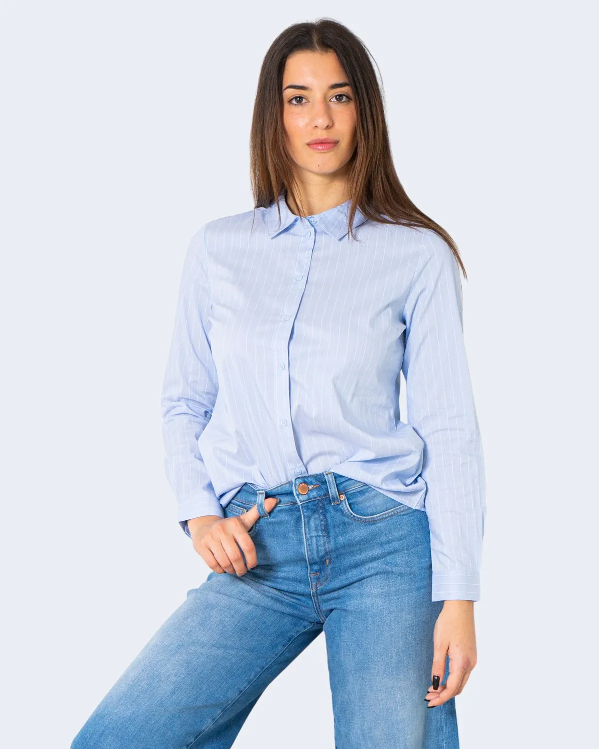 Camicia manica lunga Jacqueline De Yong JDYMIO L/S WVN NOOS Celeste