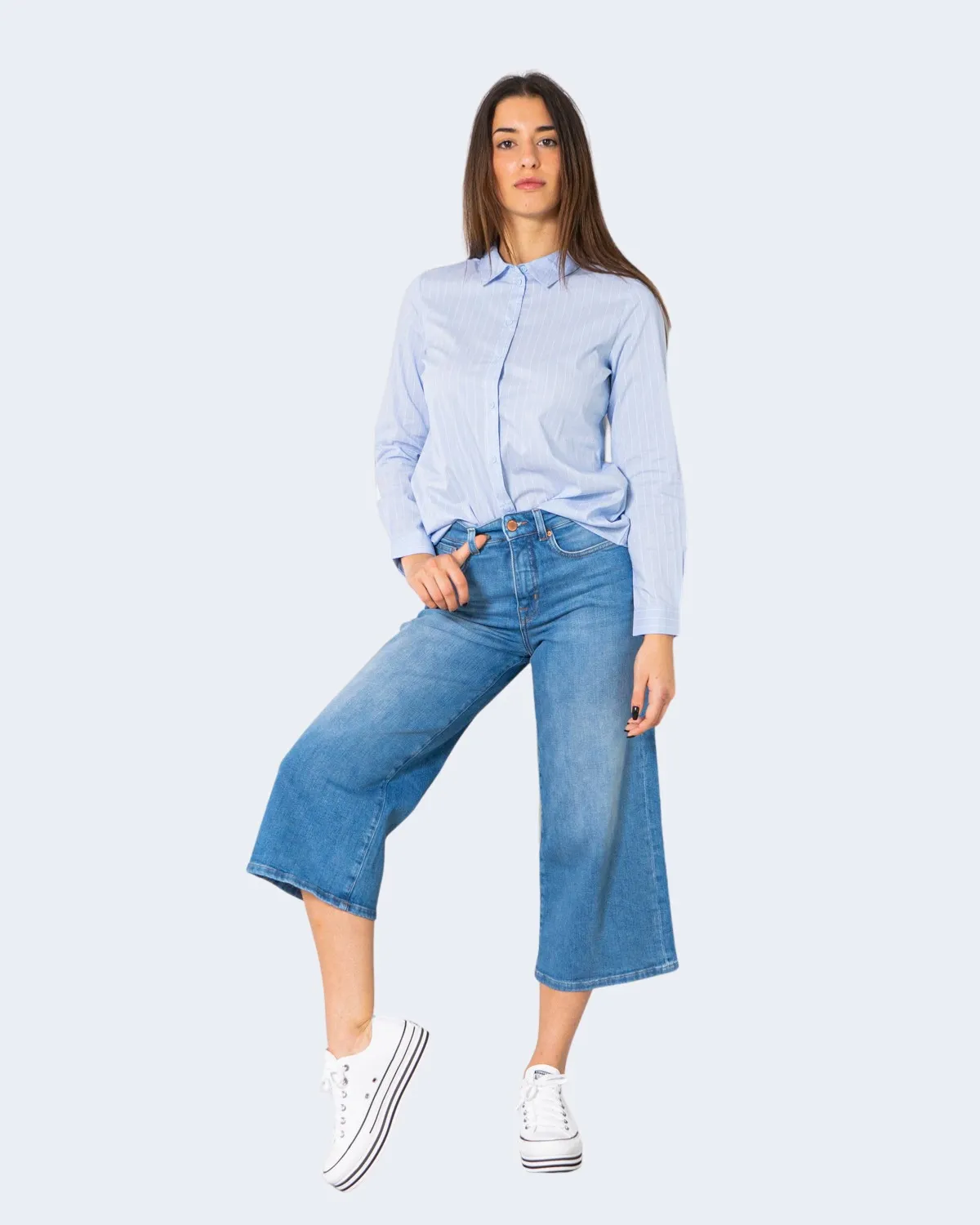Camicia manica lunga Jacqueline De Yong JDYMIO L/S WVN NOOS Celeste