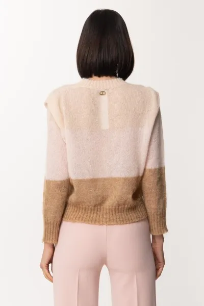 Cardigan bicolor in misto mohair MUL RIGHE GOLDEN ROCK