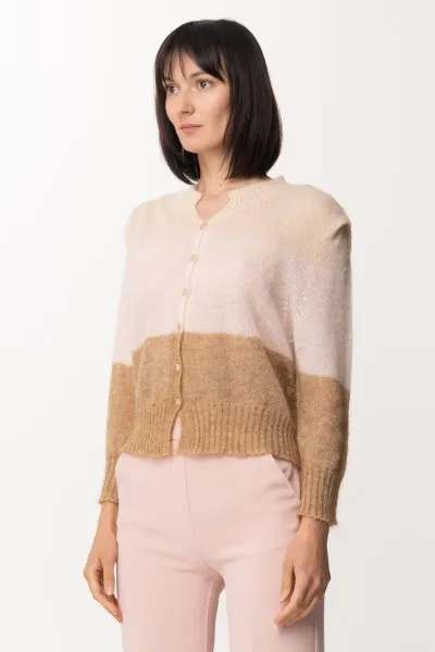 Cardigan bicolor in misto mohair MUL RIGHE GOLDEN ROCK