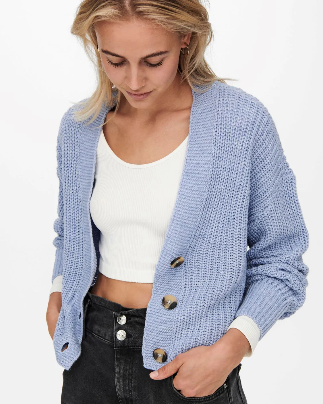 Cardigan Only ONLCAROLSPRING L/S KNT NOOS Celeste
