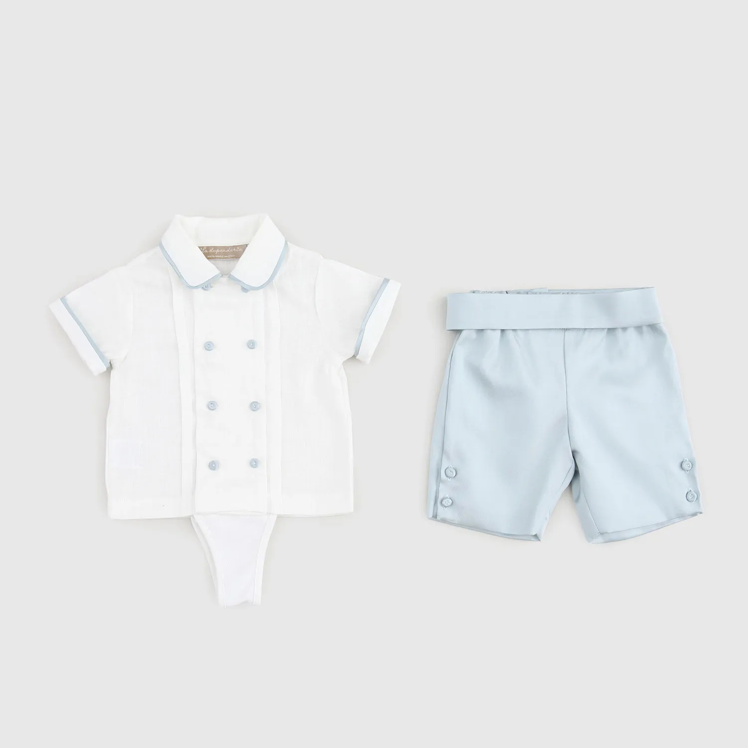Completo Camicia E Pantaloncino Celeste Neonato