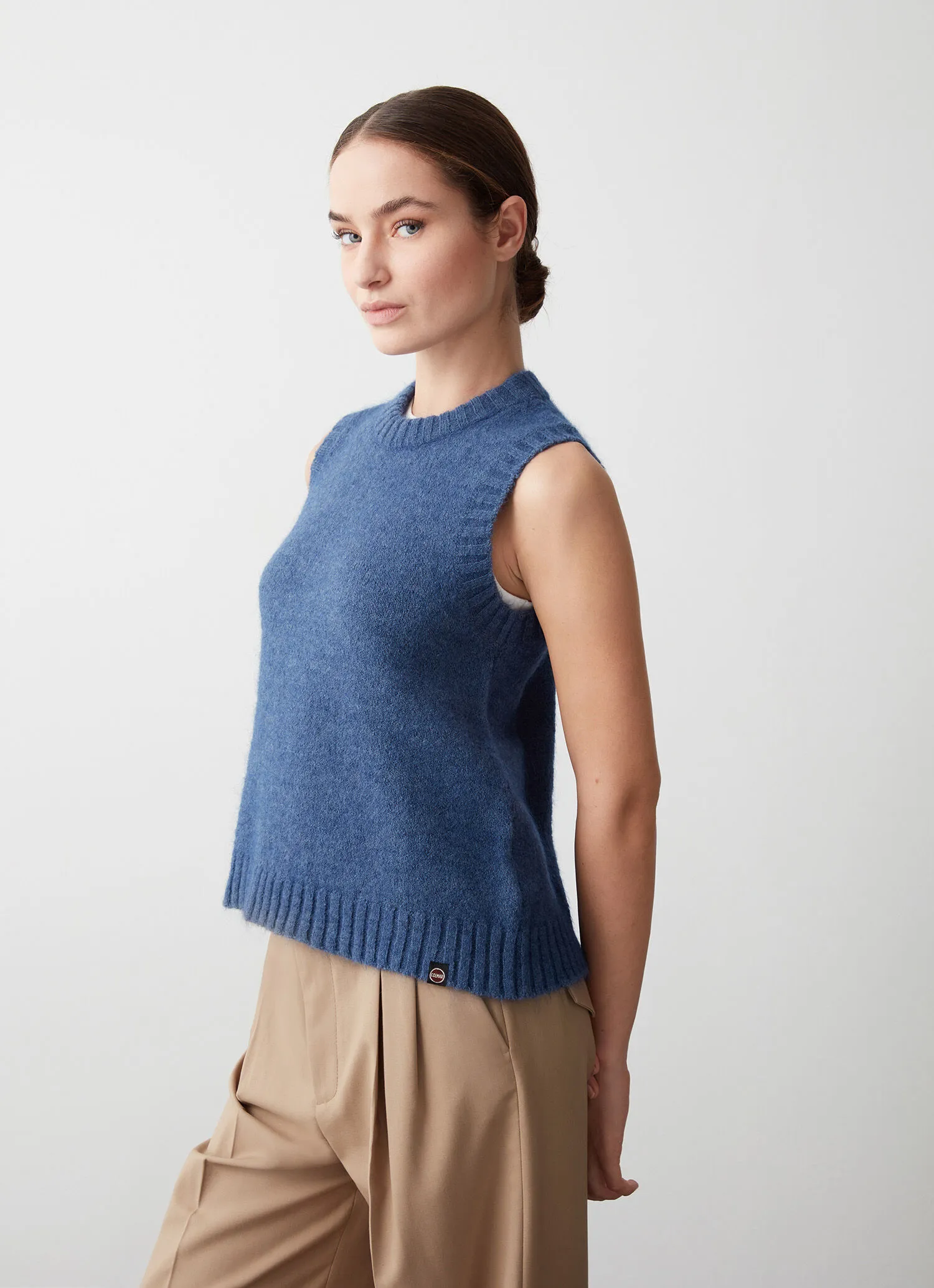 Crew-neck mohair-blend vest