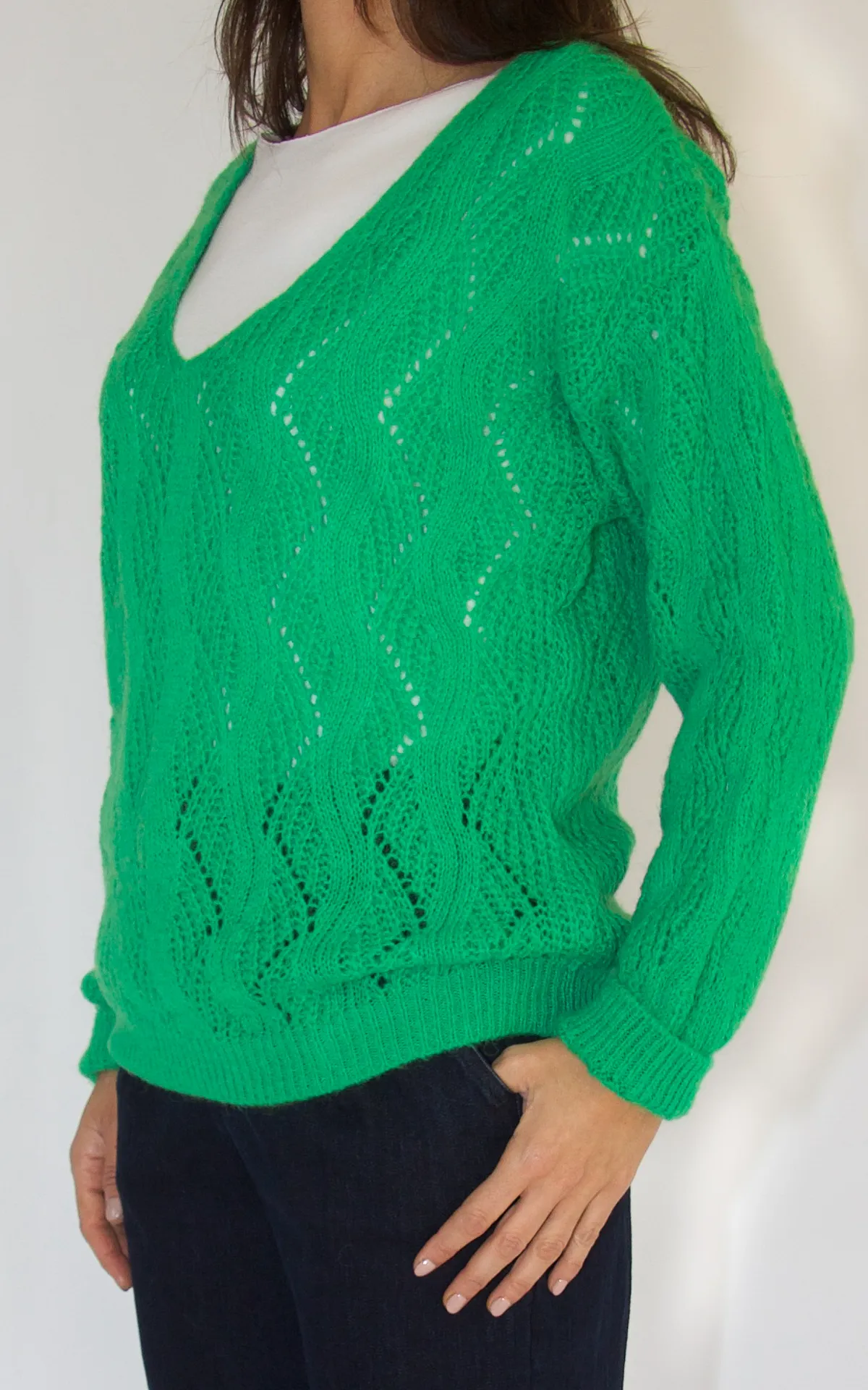 Maglia traforata verde Off-On