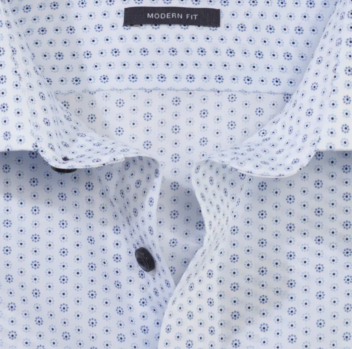 Olymp luxor light blue shirt in printed cotton easy ironing