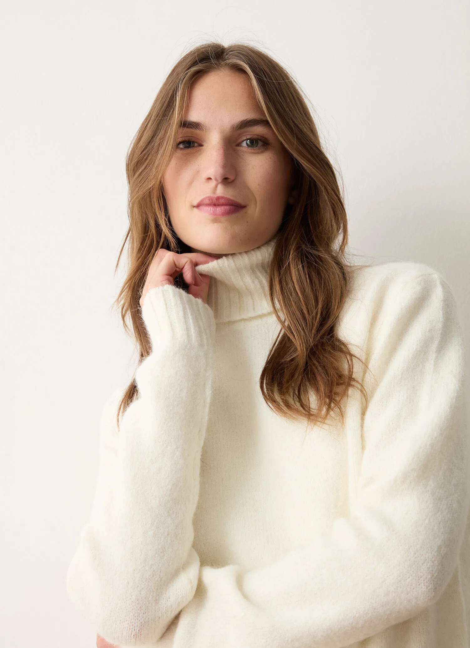 Rollkragenpullover aus Mohairmischgewebe