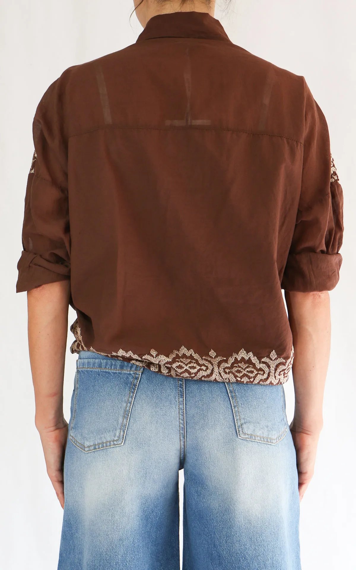 Susymix – camicia con ricamo – Cioccolato