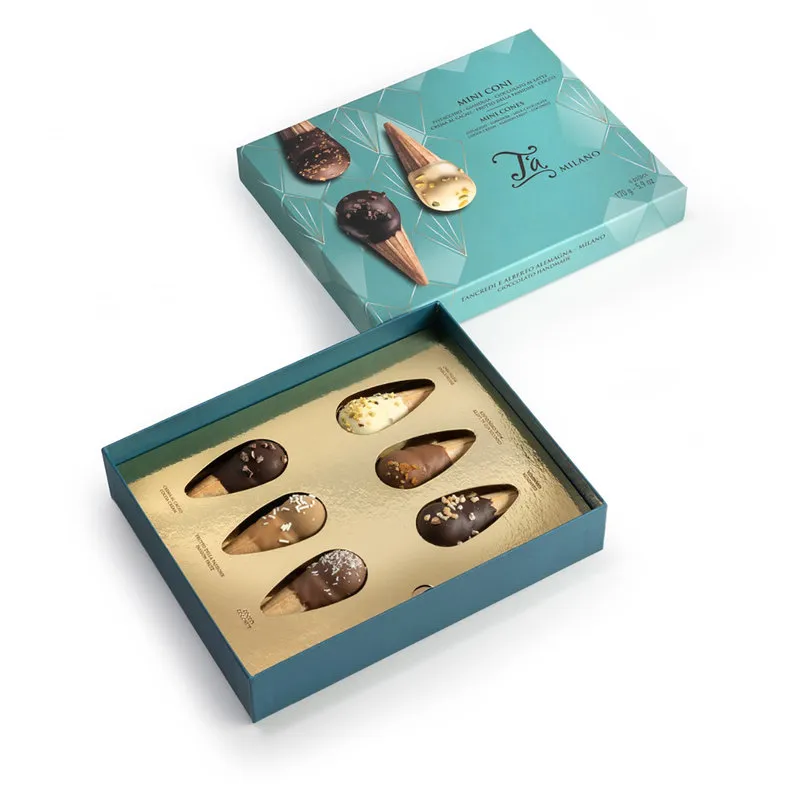 T'a Milano T'A Milano 6 Mini Coni Pistacchio, Gianduia, Crema al Cacao, Cioccolato al Latte, Cocco, Frutto della Passione - 170g