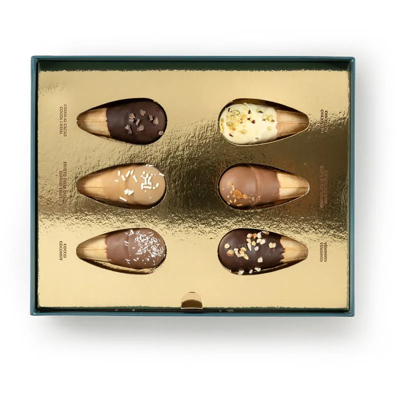 T'a Milano T'A Milano 6 Mini Coni Pistacchio, Gianduia, Crema al Cacao, Cioccolato al Latte, Cocco, Frutto della Passione - 170g