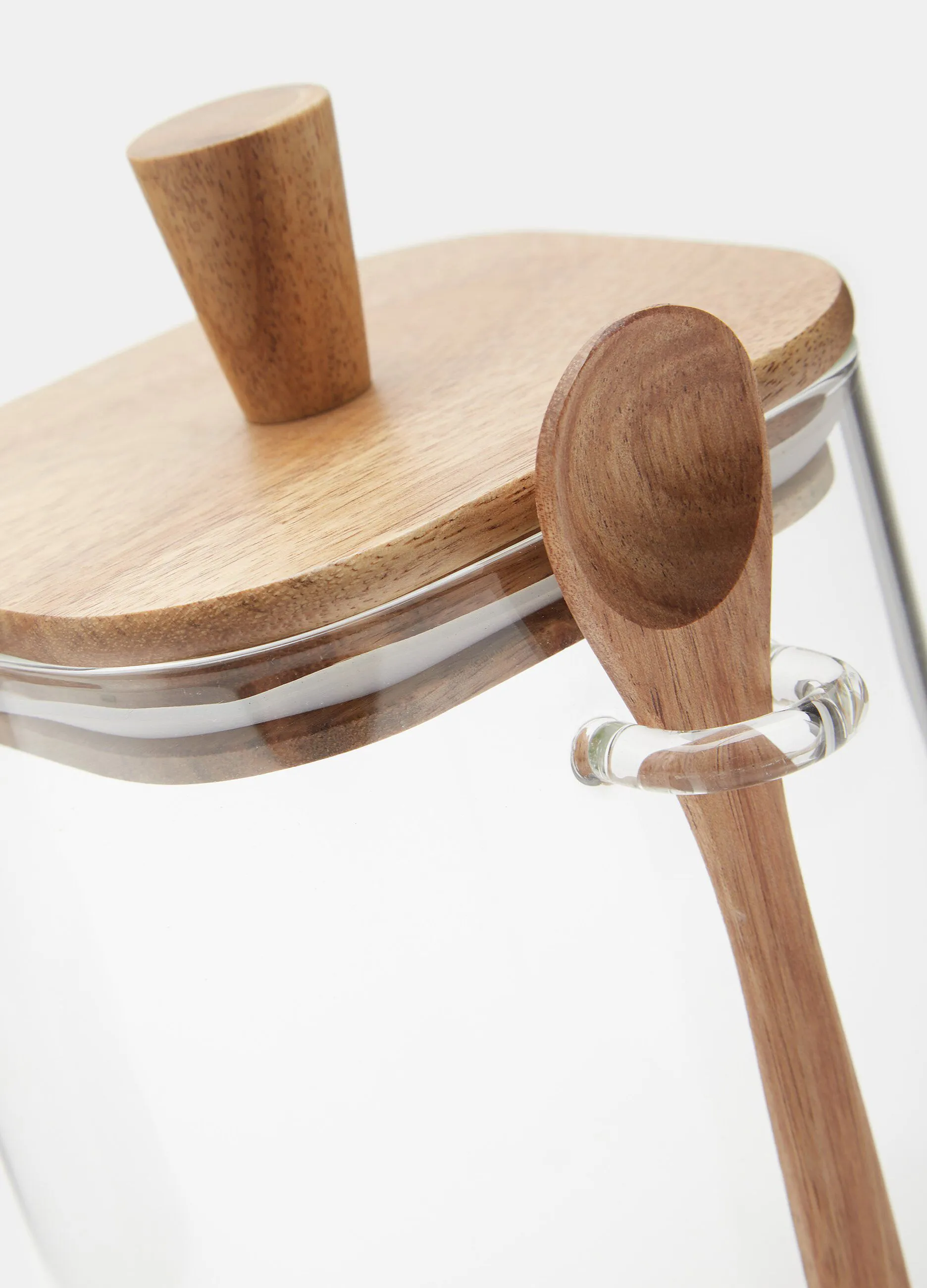 Vasetto in vetro con cucchiaio in acacia